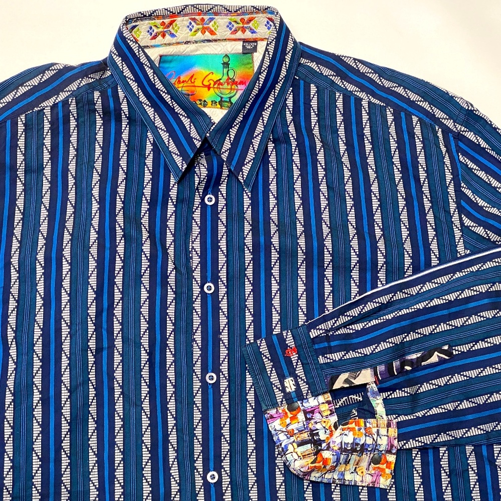 Robert Graham Long Sleeve Button Up Cotton Shirt Mens Size 2XL